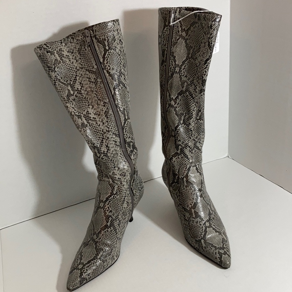 Gray Snakeskin Boots